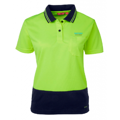 Womens Hi Vis SS Comfort Polo - Lime/Navy